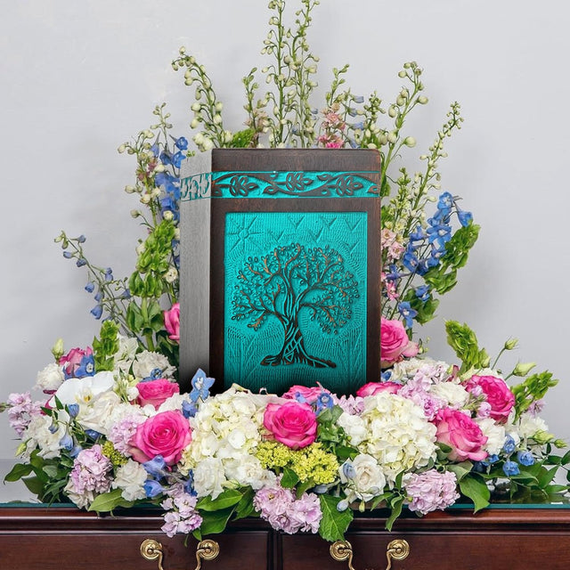 Handcarved Wooden Cremation Urn – Tree of Life Design – Suitable for Adult Men & Women, Mom & Dad – 250lbs Capacity