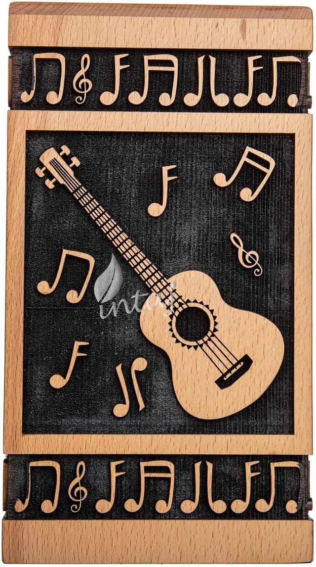 Handcarved Wooden Cremation Urn – Guitar Design Memorial Urn – Suitable for Adult Men & Women, Children & Pets – 180lbs Capacity
