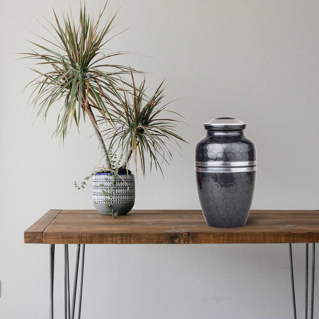 Handcrafted Cremation Urn – Pitch Black Finish Design – Suitable for Adult Men & Women, Mom & Dad – 250lbs Capacity