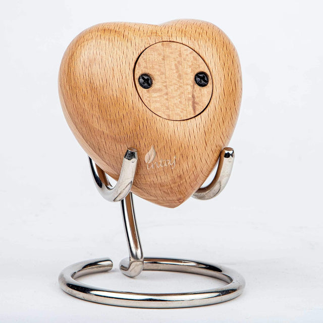 Handcarved Wooden Cremation Urn – Humming Bird Design – Suitable for Dogs & Cats – BeechWood 10 Cu/in Capacity