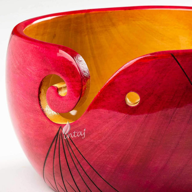 Handmade Large Wooden Yarn Bowl for Knitting Crochet Perfect Yarn Holder Rosewood Bowl for Mothers Day Christmas Gift (X-Large - 7x4, Pink Stripes)