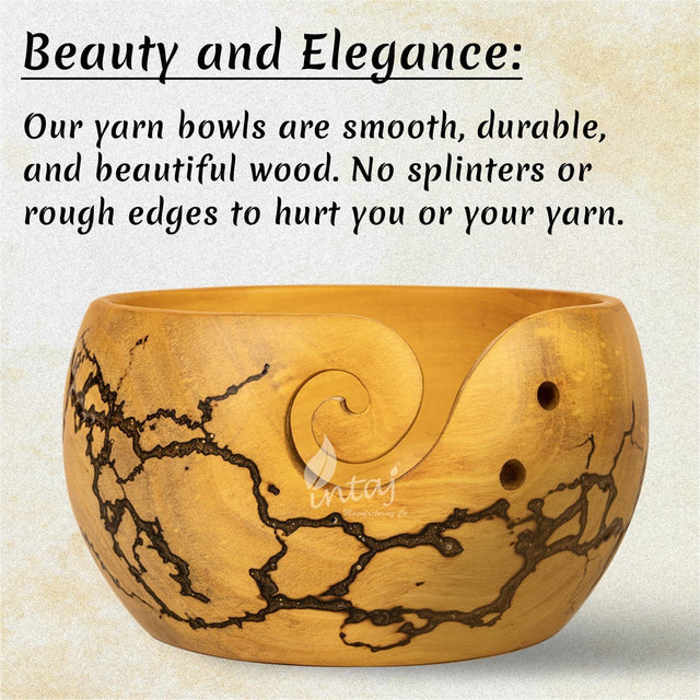 Handcrafted Wooden Yarn Bowl – Rosewood Design – Suitable for Knitting & Crocheting – Perfect for Women, and Gift Giving – Large Capacity