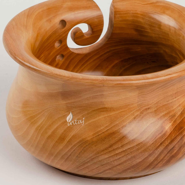 Rosewood Yarn Bowl - Yarn Knitting Bowl Handcrafted - Christmas Gift - Wooden Yarn Bowl for Knitting and Crocheting (X-Large - 7x4, Turned Caramel)