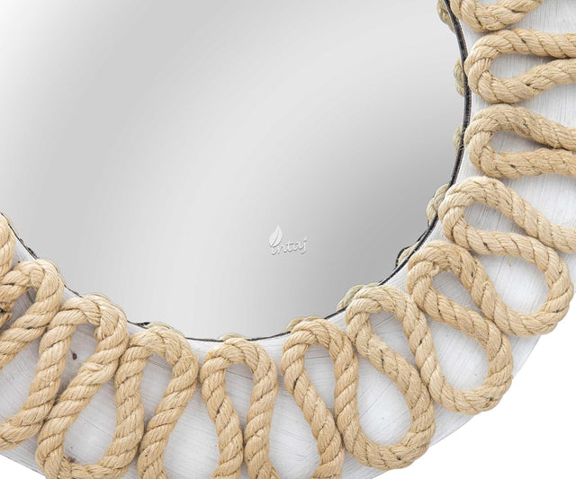 Rustic Rope Round Wall Mirror - Nautical Decorative Wall Mirror Handcrafted - Large Wall Home Decor Mirror for Bathroom, Bedroom, Entryway, Living Room (36x36, Natural Brown)