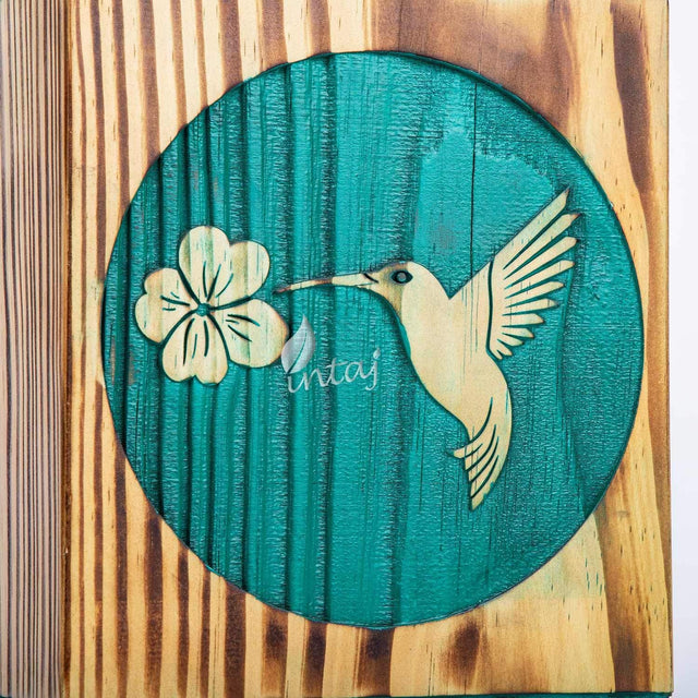 Wooden Urn for Human Ashes – Hummingbird Design – Suitable for Adults – Medium (9.5Hx5.5W, 180 Cu/in)