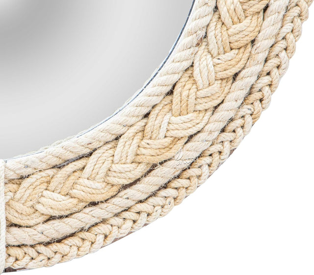 Rustic Rope Round Wall Mirror - Nautical Decorative Wall Mirror Handcrafted - Large Wall Home Decor Mirror for Bathroom, Bedroom, Entryway, Living Room (18x18, Brown Braided)