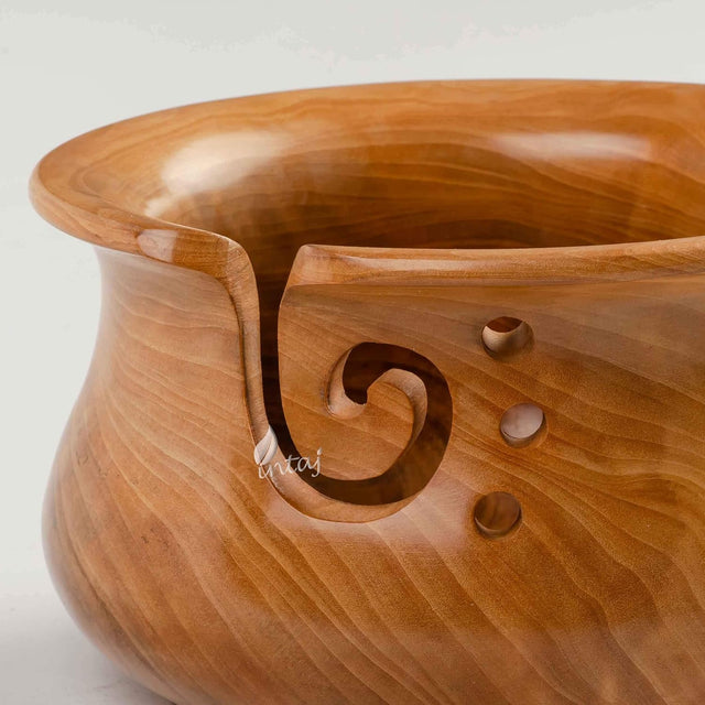 Rosewood Yarn Bowl - Yarn Knitting Bowl Handcrafted - Christmas Gift - Wooden Yarn Bowl for Knitting and Crocheting (X-Large - 7x4, Turned Caramel)