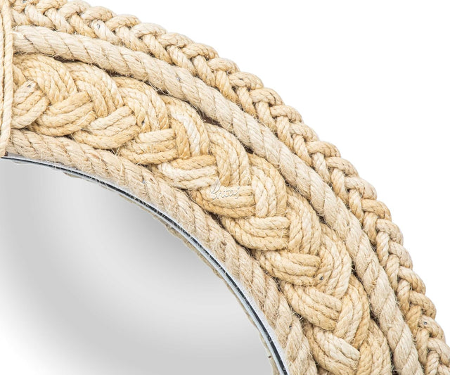 Rustic Rope Round Wall Mirror - Nautical Decorative Wall Mirror Handcrafted - Large Wall Home Decor Mirror for Bathroom, Bedroom, Entryway, Living Room (18x18, Brown Braided)