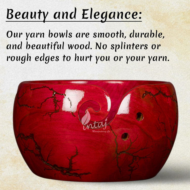 Handcrafted Wooden Yarn Bowl – Rosewood Design – Suitable for Knitting & Crocheting – Perfect Gift for Mothers Day & Christmas – Large Size