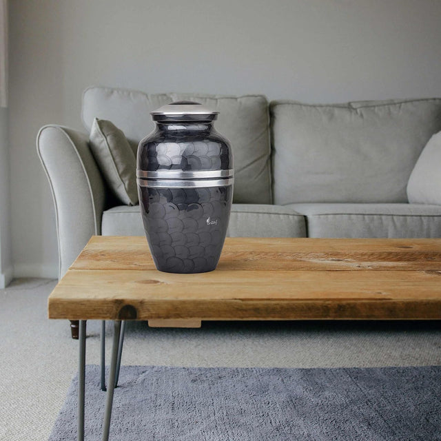 Handcrafted Cremation Urn – Pitch Black Finish Design – Suitable for Adult Men & Women, Mom & Dad – 250lbs Capacity