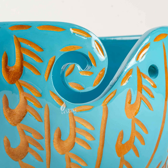 Handmade Large Wooden Yarn Bowl for Knitting Crochet Perfect Yarn Holder Rosewood Bowl for Mothers Day Christmas Gift (X-Large - 7x4, Sky Blue)