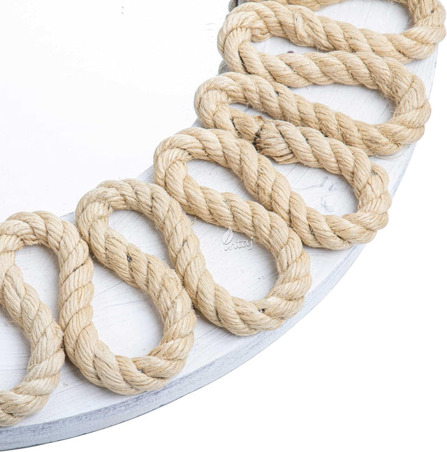 Rustic Rope Round Wall Mirror - Nautical Decorative Wall Mirror Handcrafted - Large Wall Home Decor Mirror for Bathroom, Bedroom, Entryway, Living Room (36x36, Natural Brown)