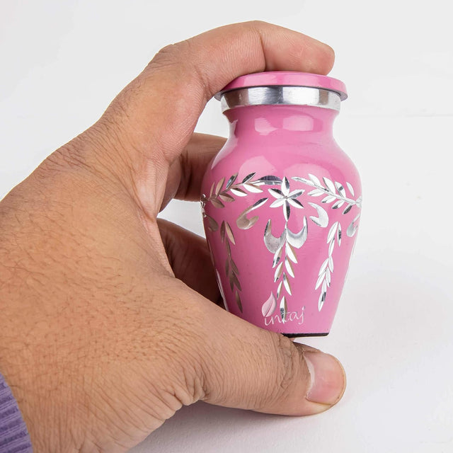 Handcrafted Diamond Cut Cremation Urn – Blush Flamingo Finish – Suitable for Adult Men & Women, Mom & Dad – Small Set of 1