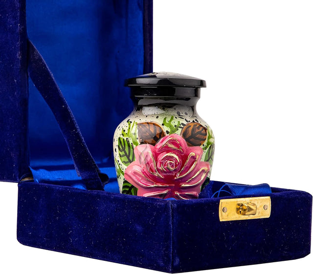Handcrafted Floral Cremation Urn – Lotus Rainbow Design – Suitable for Adult Men & Women