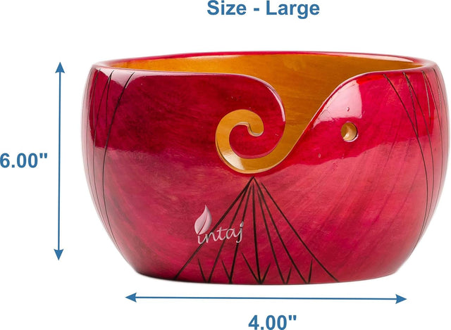 Handmade Large Wooden Yarn Bowl for Knitting Crochet Perfect Yarn Holder Rosewood Bowl for Mothers Day Christmas Gift (Large - 6x4, Pink Stripes)