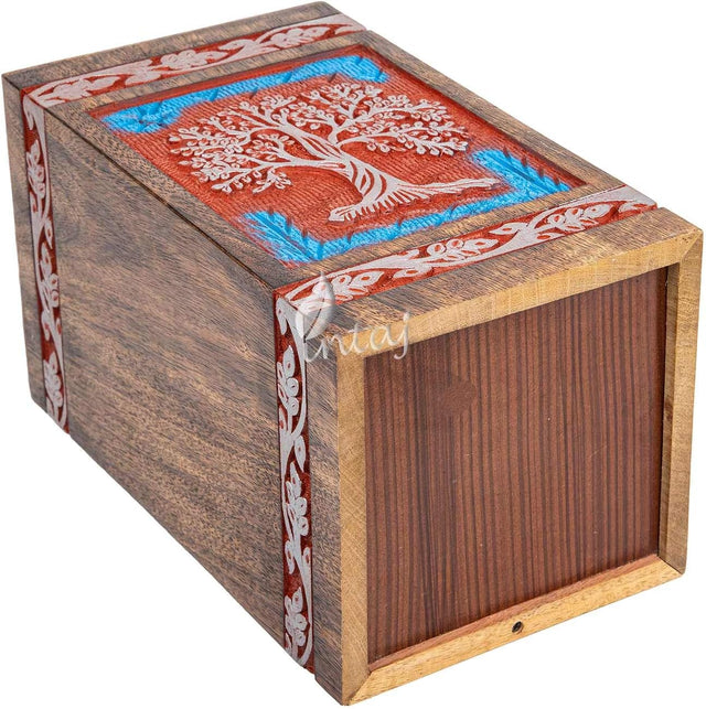 Handcarved Wooden Cremation Urn – Tree of Life Design – Suitable for Adult Men & Women, Mom & Dad, Dogs – 115lbs Capacity