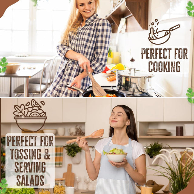 Handcrafted Teak Wooden Cooking Spoons – Ergonomic Stirring, Mixing, Scraping & Serving – Durable & Nonstick Safe – Ideal for Nonstick, Cast Iron & Ceramic Cookware – 9 Piece Set