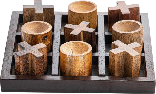 Tic Tac Toe Wooden Board Game Table Toy Player Room Decor Tables Family XOXO Decorative Pieces Adult Rustic Kids Play Travel Backyard Discovery Night Level Drinking Romantic Decorations