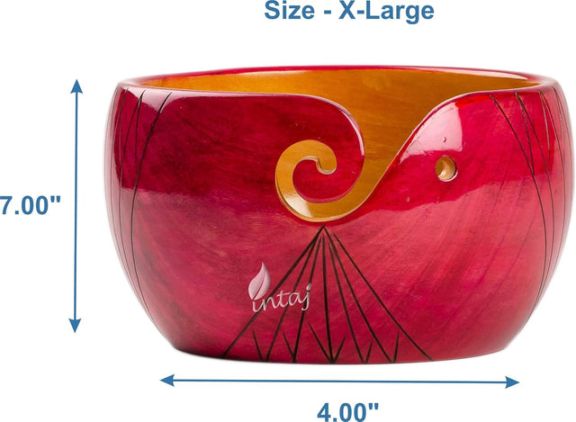 Handmade Large Wooden Yarn Bowl for Knitting Crochet Perfect Yarn Holder Rosewood Bowl for Mothers Day Christmas Gift (X-Large - 7x4, Pink Stripes)