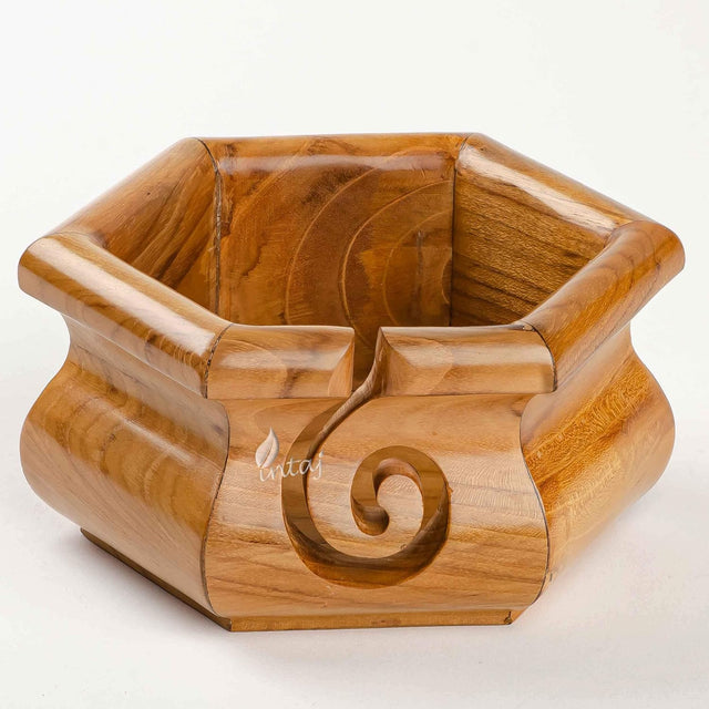 Handmade Large Wooden Yarn Bowl for Knitting Crochet Perfect Yarn Holder Rosewood Bowl for Mothers Day Christmas Gift (X-Large - 7x4, Caramel Hexagon)