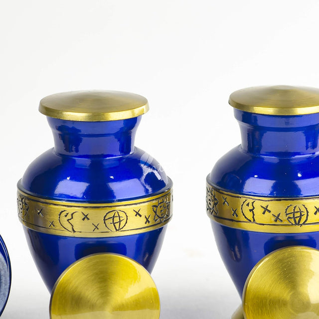 Handcrafted Keepsake Cremation Urn – Golden Dove on Purple Design – Suitable for Adult Men & Women – Mini Size (1 Unit)