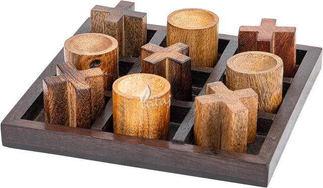 Tic Tac Toe Wooden Board Game Table Toy Player Room Decor Tables Family XOXO Decorative Pieces Adult Rustic Kids Play Travel Backyard Discovery Night Level Drinking Romantic Decorations