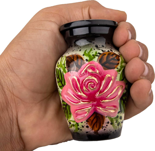 Handcrafted Floral Cremation Urn – Lotus Rainbow Design – Suitable for Adult Men & Women