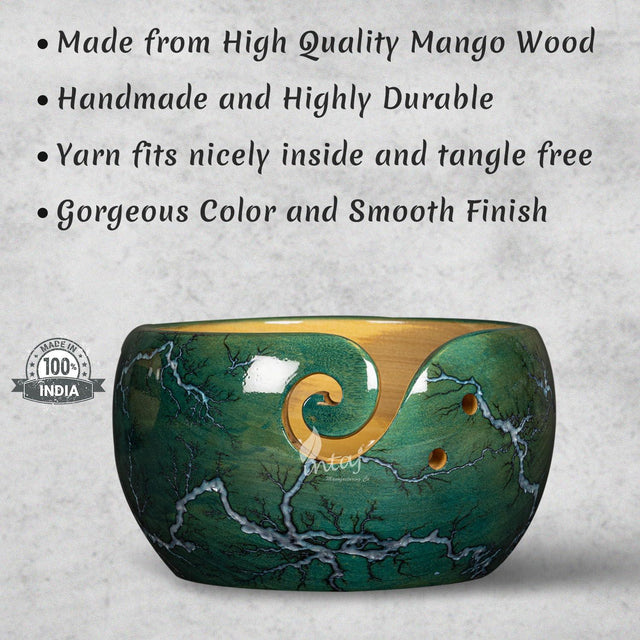 Handcrafted Wooden Yarn Bowl – Rosewood Design – Suitable for Knitting & Crocheting – Perfect for Women, and Gift Giving – Large Capacity