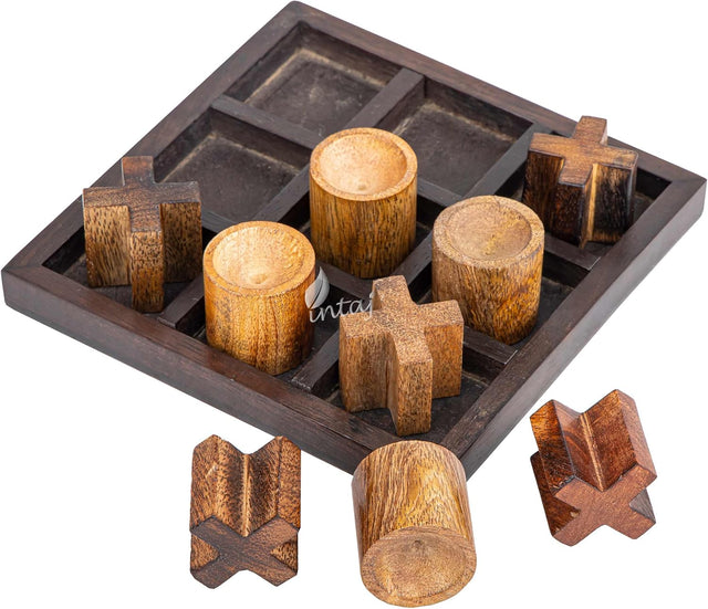 Tic Tac Toe Wooden Board Game Table Toy Player Room Decor Tables Family XOXO Decorative Pieces Adult Rustic Kids Play Travel Backyard Discovery Night Level Drinking Romantic Decorations
