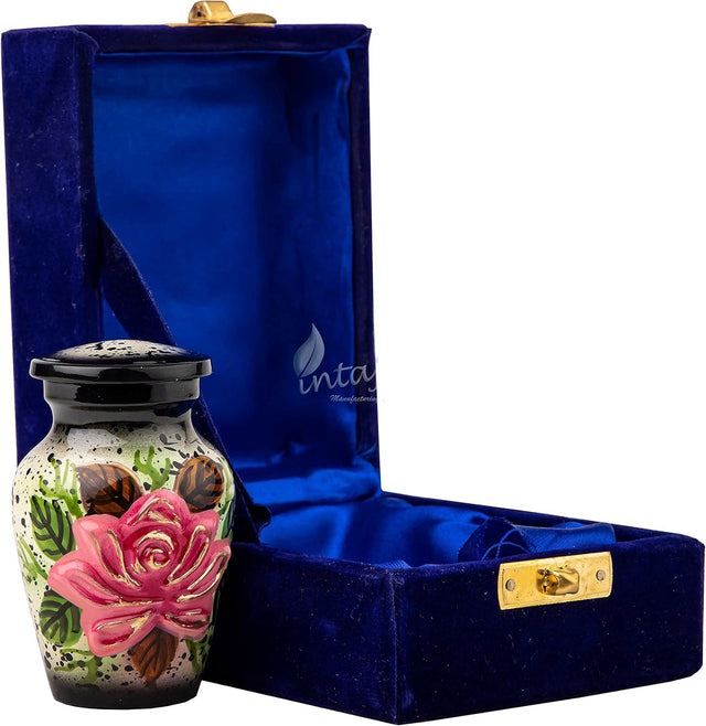 Handcrafted Floral Cremation Urn – Lotus Rainbow Design – Suitable for Adult Men & Women