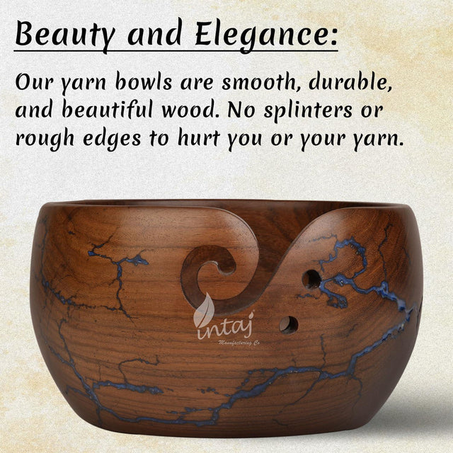 Handcrafted Wooden Yarn Bowl – Rosewood, Perfect for Knitting & Crocheting – Ideal Gift for Mothers Day & Christmas – Large Size