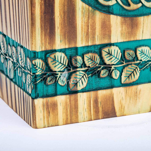 Handcarved Wooden Cremation Urn – Celtic Knot Tree of Life – Suitable for Adult Men & Women, Mom & Dad – 180lbs Capacity