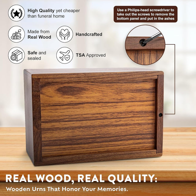 Handcarved Wooden Cremation Urn – Tree of Life Design – Suitable for Adult Men & Women, Mom & Dad, Children & Pets – 200 Cu/in Capacity