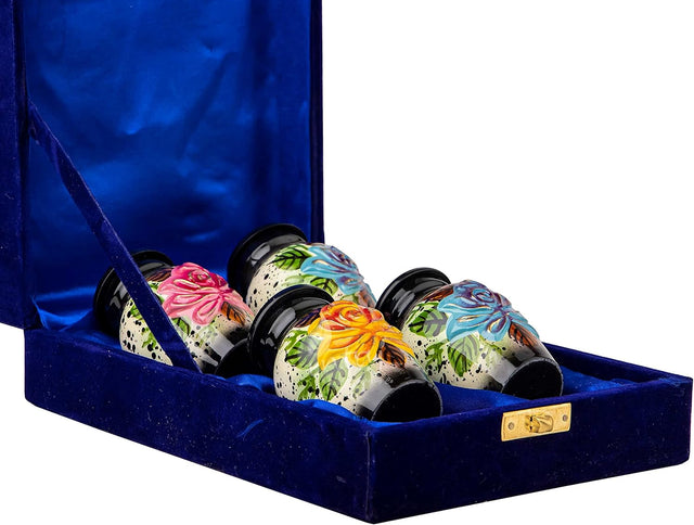 Handcrafted Floral Cremation Urn – Lotus Rainbow Design – Suitable for Adult Men & Women, Mom & Dad – Keepsake Set of 4