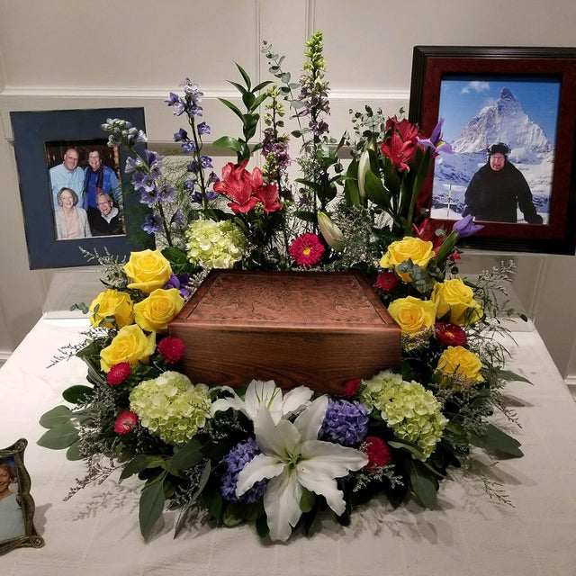 Handcarved Wooden Cremation Urn – Tree of Life Design – Suitable for Adult Men & Women, Mom & Dad, Children & Pets – 200 Cu/in Capacity