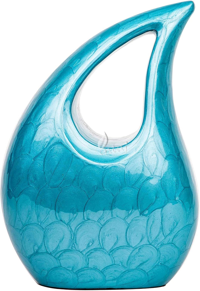 Handcarved Cremation Urn – Diamond Cut Royal Blue Design – Suitable for Adult Men & Women, Mom & Dad – 200lbs Capacity