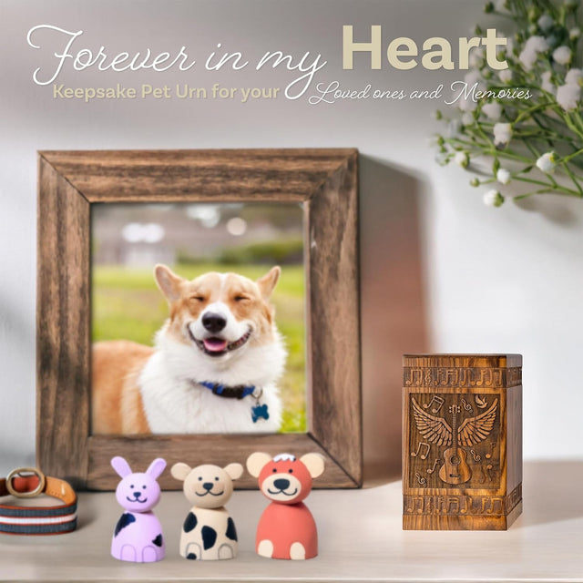 Handcarved Wooden Cremation Urn β Angel Wings Guitar Design in Rosewood β Suitable for Adult Men & Women, Mom & Dad β 20 Cu/in Keepsake Capacity