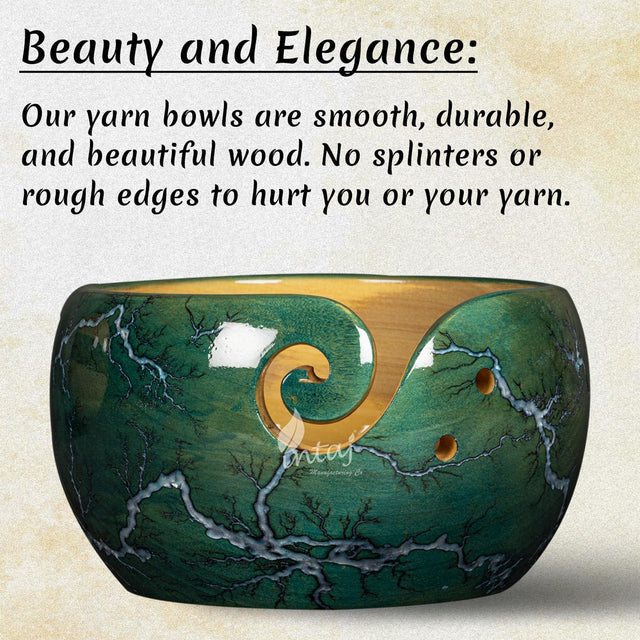 Handcrafted Wooden Yarn Bowl – Rosewood Design – Suitable for Knitting & Crocheting – Perfect for Women, and Gift Giving – Large Capacity