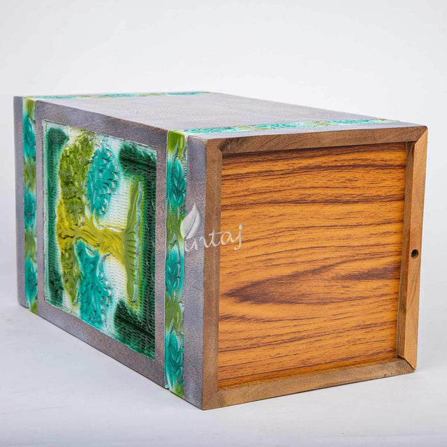 Handcarved Wooden Cremation Urn – Tree of Life Design – Suitable for Adult Men & Women, Mom & Dad, Dogs – 180 Cu/in Capacity