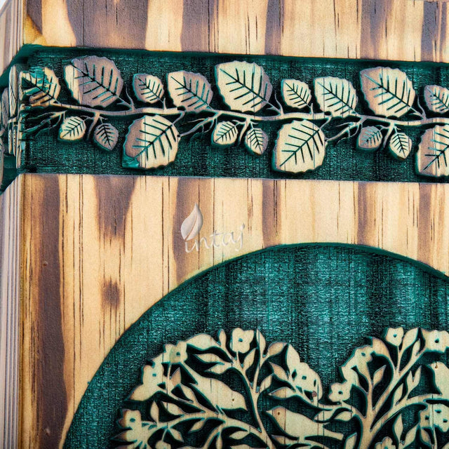 Handmade Rosewood Urn – Heart Pine Tree of Life – Suitable for Adult & Dog Ashes – Medium (9.5Hx5.5W, 180 Cu/in)