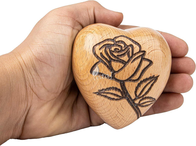 Handcarved Wooden Cremation Urn – Humming Bird Design – Suitable for Dogs & Cats – 14 Cu/in Capacity