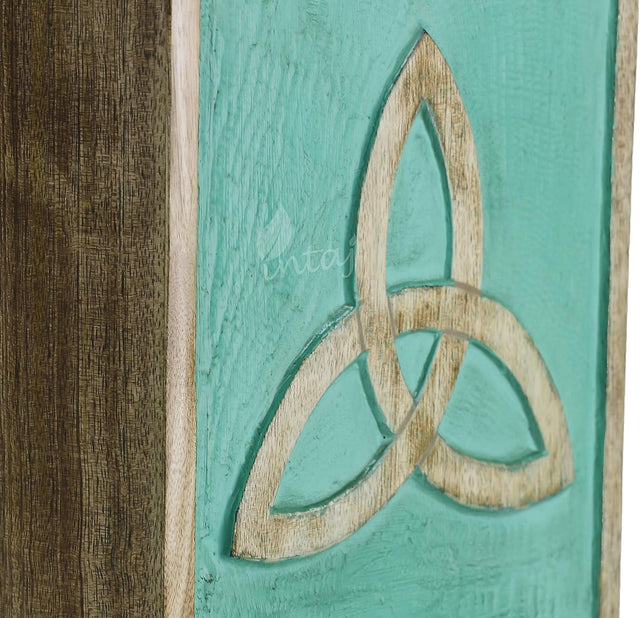 Handcarved Wooden Cremation Urn – Celtic Knot Design – Suitable for Adult Men & Women, Mom & Dad, Pets – 150 Cu/in Capacity