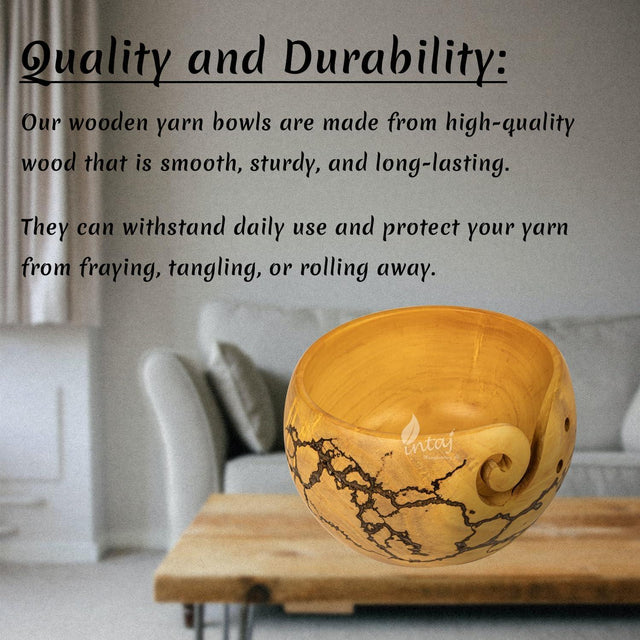 Handcrafted Wooden Yarn Bowl – Rosewood Design – Suitable for Knitting & Crocheting – Perfect for Women, and Gift Giving – Large Capacity