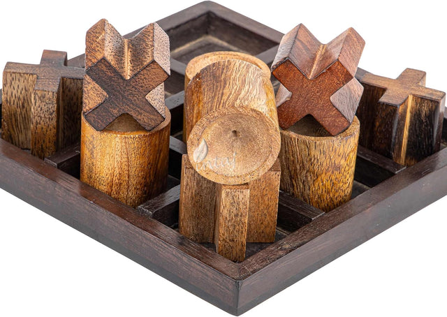 Tic Tac Toe Wooden Board Game Table Toy Player Room Decor Tables Family XOXO Decorative Pieces Adult Rustic Kids Play Travel Backyard Discovery Night Level Drinking Romantic Decorations