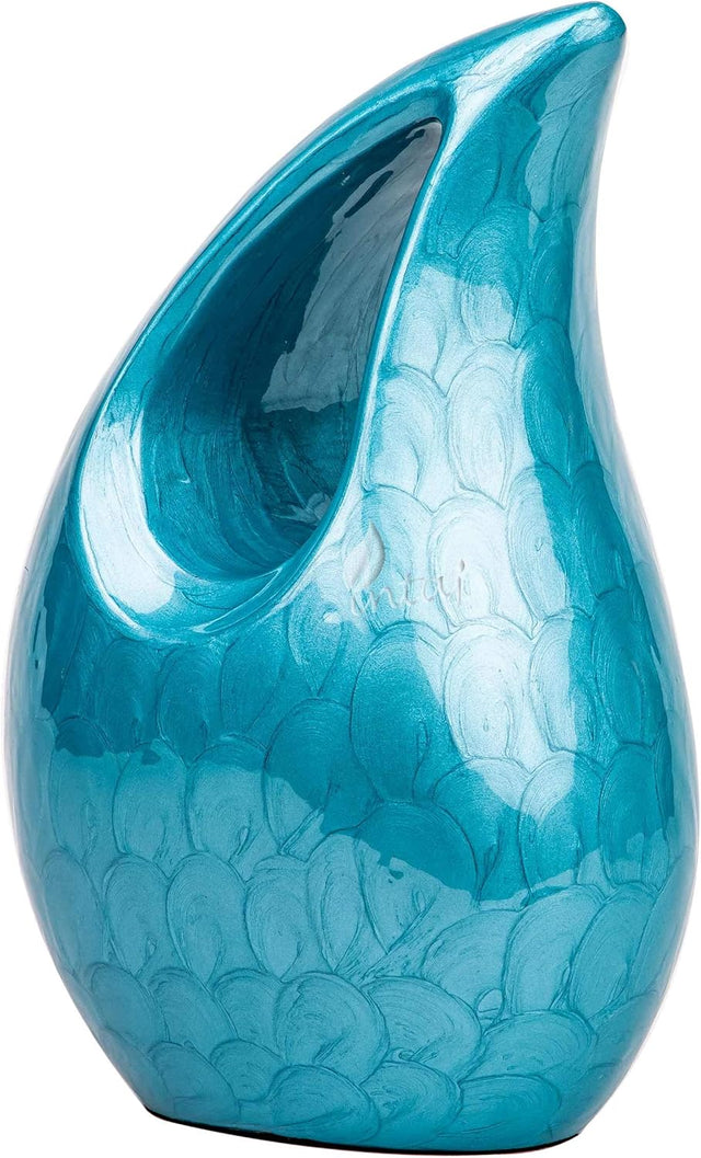 Handcarved Cremation Urn – Diamond Cut Royal Blue Design – Suitable for Adult Men & Women, Mom & Dad – 200lbs Capacity