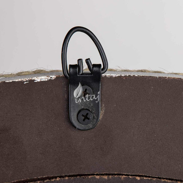 Rustic Wall Mirror - Decorative Wall Mount Round Large Wall Hanging Mirror for Living Room Bathroom Bedroom Farmhouse Entry Wall Decor (Rustic White, 20" Dia)