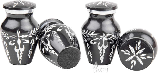 Handcrafted Diamond Cut Cremation Urns – Charcoal Finish Design – Suitable for Adult Men & Women, Mom & Dad – Small Set of 4
