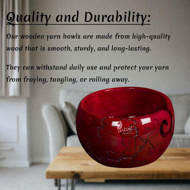 Handcrafted Wooden Yarn Bowl – Rosewood Design – Suitable for Knitting & Crocheting – Perfect Gift for Mothers Day & Christmas – Large Size