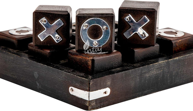 Tic Tac Toe Wooden Board Game Table Toy Player Room Decor Tables Family XOXO Decorative Pieces Adult Rustic Kids Play Travel Backyard Discovery Night Level Drinking Romantic Decorations