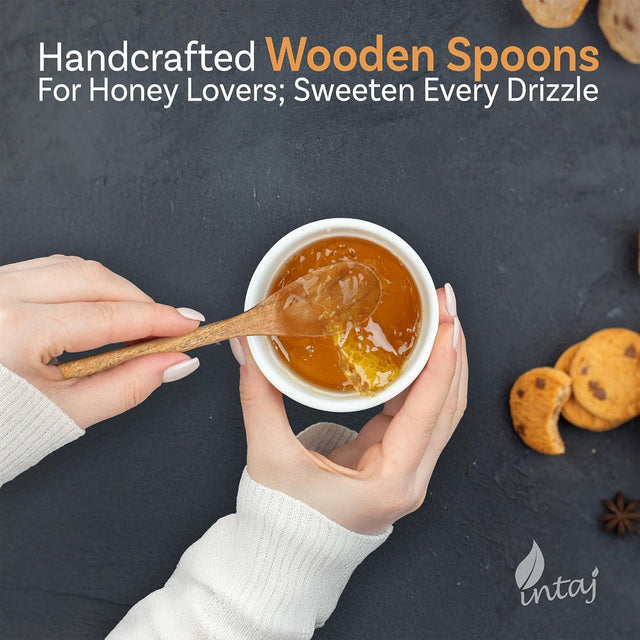 Handcrafted Wooden Spoons – 6-Piece Set, 6-Inch Honey Spoons for Tea and Coffee – Tiny Hardwood Spoons for Stirring – Eco-Friendly Bamboo Utensils Set